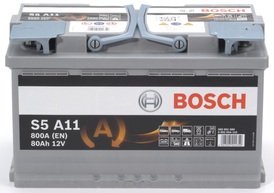 0 092 S5A 110 BOSCH S5 A11 S5 Starter Battery 12V 80Ah 800A B13 AGM Battery