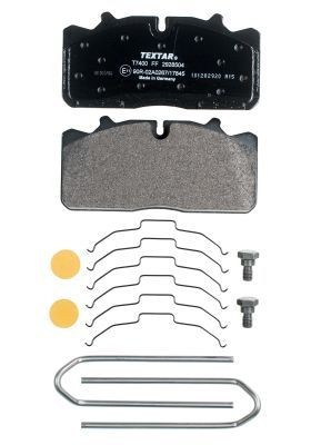 29285 TEXTAR epad, prepared for wear indicator Height: 85,6mm, Width: 175,6mm, Thickness: 26mm Brake pads 2928504 buy