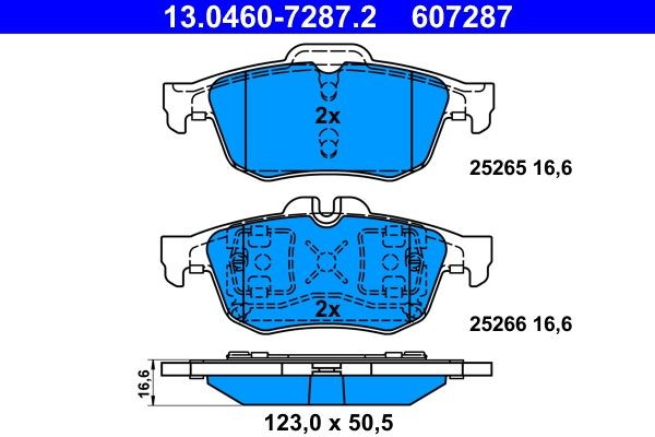 ATE Brake pad kit 13.0460-7287.2 for Renault Latitude L70