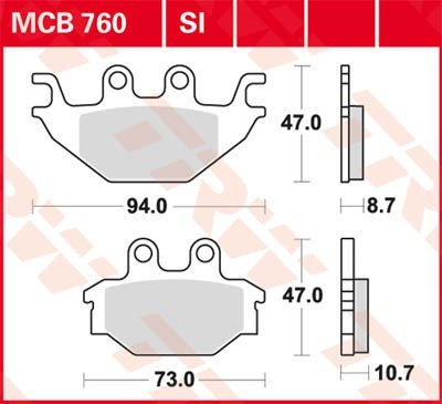 TRW Sinter Offroad Height: 47mm, Thickness 1: 8,7mm, Thickness 2: 10,7mm Brake pads MCB760SI buy