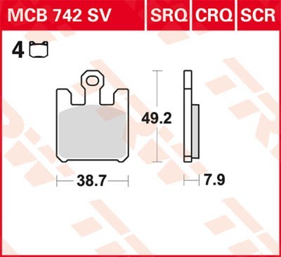 TRW Sinter Street Height: 49,5mm, Width: 38,7mm, Thickness: 7,9mm Brake pads MCB742SV buy