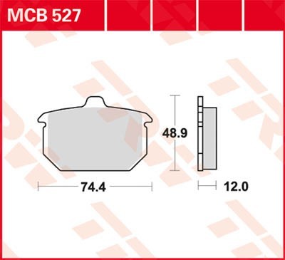 TRW Organic Allround Height: 48,9mm, Width: 74,4mm, Thickness: 12mm Brake pads MCB527 buy