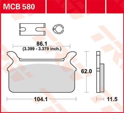 TRW Organic Allround Height: 62mm, Width: 104,1mm, Thickness: 11,5mm Brake pads MCB580 buy