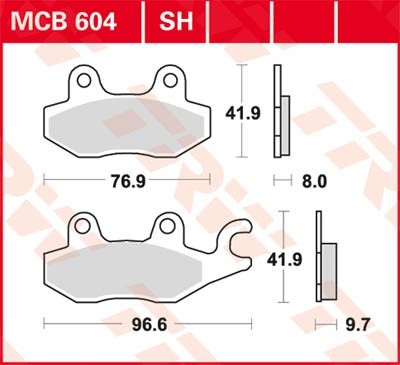 TRW Organic Allround Height: 41,9mm, Thickness 1: 8mm, Thickness 2: 9,7mm Brake pads MCB604 buy