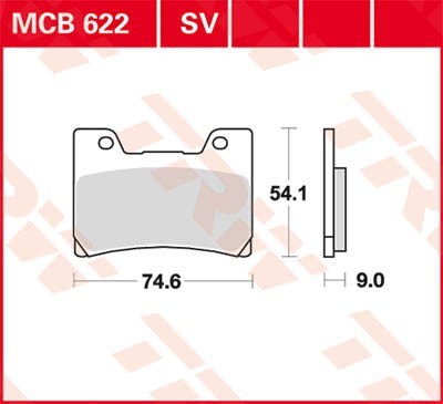 TRW Sinter Street Height: 54,1mm, Width: 74,9mm, Thickness: 9mm Brake pads MCB622SV buy