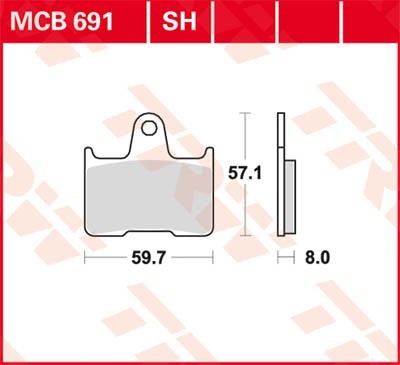 TRW Organic Allround Height: 57,1mm, Width: 59,7mm, Thickness: 8mm Brake pads MCB691 buy
