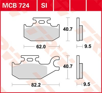 TRW Organic Allround Height: 40,7mm, Thickness: 9,5mm Brake pads MCB724 buy