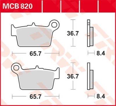 Motorrad TRW Organic Allround Höhe: 36,7mm, Breite: 65,7mm, Dicke/Stärke: 8,4mm Bremsbeläge MCB820 günstig kaufen