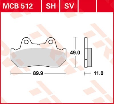 TRW Organic Allround Height: 49mm, Width: 89,9mm, Thickness: 11mm Brake pads MCB512 buy
