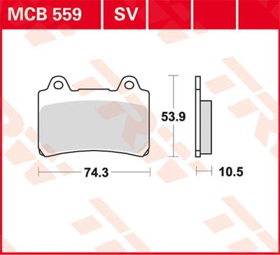 TRW Organic Allround Height: 53,9mm, Width: 74,9mm, Thickness: 10,5mm Brake pads MCB559 buy