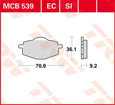 TRW Organic Allround Height: 36,1mm, Width: 70,9mm, Thickness: 9,2mm Brake pads MCB539 buy