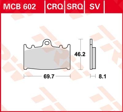 Motorrad TRW Sinter Carbon Racing Höhe: 46,2mm, Breite: 69,7mm, Dicke/Stärke: 8,1mm Bremsbeläge MCB602SV günstig kaufen