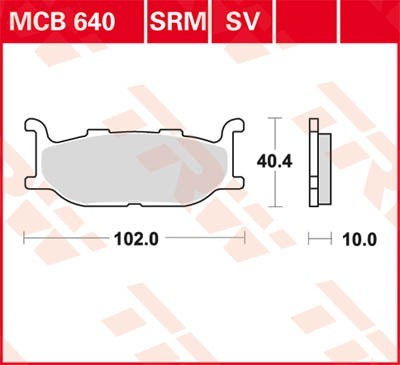 Motorrad TRW Organic Allround Höhe: 40,4mm, Breite: 102mm, Dicke/Stärke: 10mm Bremsbeläge MCB640 günstig kaufen