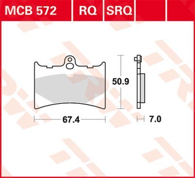 Motorrad TRW Organic Allround Höhe: 50,9mm, Breite: 67,4mm, Dicke/Stärke: 7mm Bremsbeläge MCB572 günstig kaufen