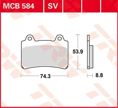 TRW Sinter Street Height: 53,9mm, Width: 74,3mm, Thickness: 8,8mm Brake pads MCB584SV buy