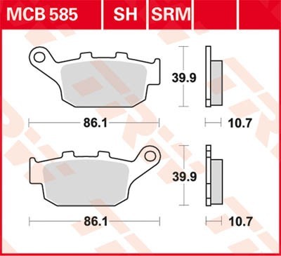 TRW Sinter Street Height: 39,9mm, Width: 86,1mm, Thickness: 10,7mm Brake pads MCB585SH buy