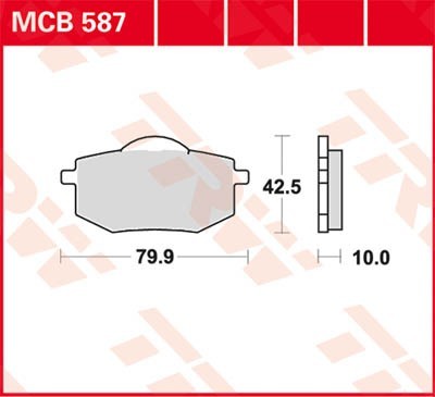 Motorrad TRW Organic Allround Höhe: 42,4mm, Breite: 79,9mm, Dicke/Stärke: 10mm Bremsbeläge MCB587 günstig kaufen