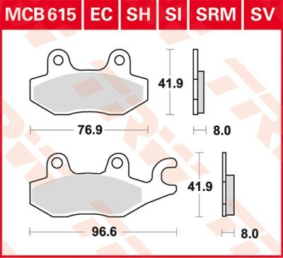 TRW Organic Allround Height: 41,9mm, Thickness: 8mm Brake pads MCB615 buy