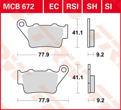 Motorrad TRW Sinter Offroad Höhe: 41,2mm, Breite: 77,9mm, Dicke/Stärke: 9,2mm Bremsbeläge MCB672SI günstig kaufen