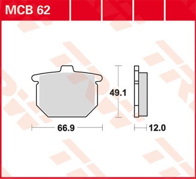 TRW Organic Allround Height: 49,1mm, Width: 66,9mm, Thickness: 12mm Brake pads MCB62 buy