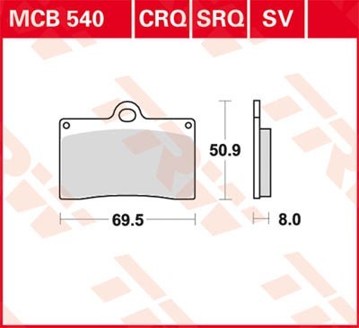 Moto TRW Organic Allround Wys.: 50,9[mm], Szerokość: 69,5[mm], Grubość: 8[mm] Zestaw klocków hamulcowych, hamulce tarczowe MCB540 kupić niedrogo