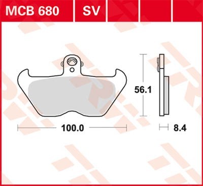 TRW Sinter Street Height: 56,1mm, Width: 100mm, Thickness: 8,4mm Brake pads MCB680SV buy