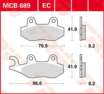 TRW Organic Allround Height: 41,9mm, Thickness: 9,2mm Brake pads MCB689 buy