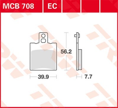 TRW Organic Allround Height: 56,2mm, Width: 39,9mm, Thickness: 7,7mm Brake pads MCB708 buy