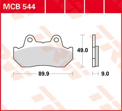 Motorrad TRW Organic Allround Höhe: 49mm, Breite: 89,9mm, Dicke/Stärke: 9mm Bremsbeläge MCB544 günstig kaufen