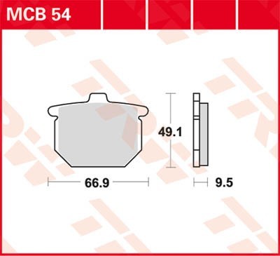 TRW Organic Allround Height: 49,1mm, Width: 66,9mm, Thickness: 9,5mm Brake pads MCB54 buy
