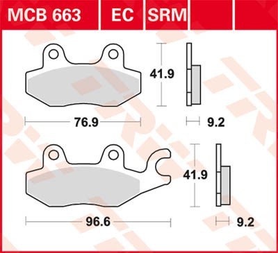 D'origine KYMCO Mobylette Frein pièces détachées: Plaquettes de frein TRW Organic Allround MCB663