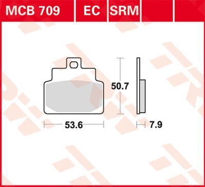 Motorrad TRW Organic Allround Höhe: 50,7mm, Breite: 53,6mm, Dicke/Stärke: 7,9mm Bremsbeläge MCB709 günstig kaufen