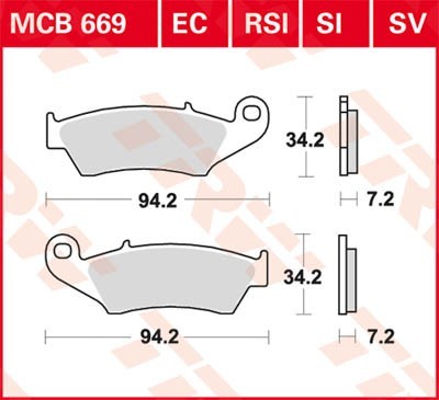 TRW Sinter Street Height: 34.2mm, Thickness: 7.2mm Brake pads MCB669SV buy