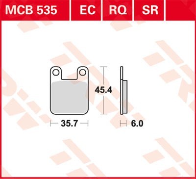 TRW Organic Low Budget Height: 45,4mm, Width: 35,7mm, Thickness: 6mm Brake pads MCB535EC buy