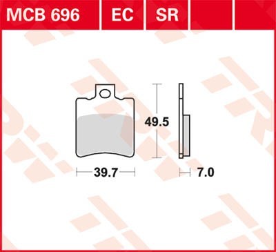 TRW Organic Low Budget Height: 49,5mm, Width: 39,7mm, Thickness: 7mm Brake pads MCB696EC buy