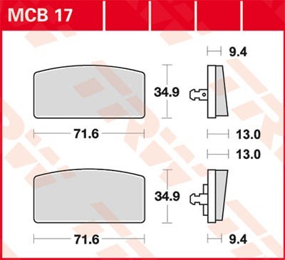 TRW Organic Allround Height: 34,9mm, Width: 71,6mm, Thickness: 13mm Brake pads MCB17 buy