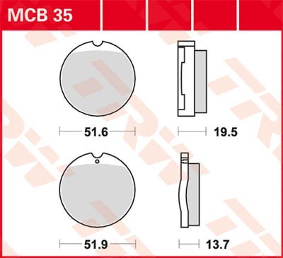 TRW Organic Allround Thickness 1: 19,5mm, Thickness 2: 13,7mm Brake pads MCB35 buy