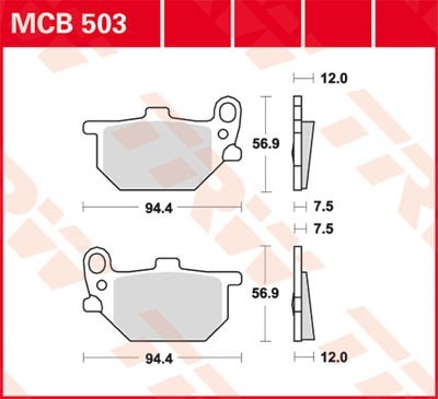 TRW Organic Allround Height: 56,9mm, Width: 94,4mm, Thickness: 12mm Brake pads MCB503 buy