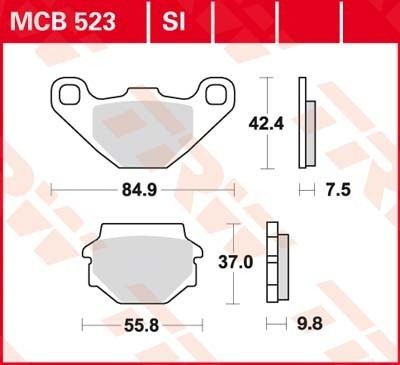 TRW Sinter Offroad Height 1: 42,4mm, Height 2: 37,1mm, Thickness 1: 7,5mm, Thickness 2: 9,9mm Brake pads MCB523SI buy