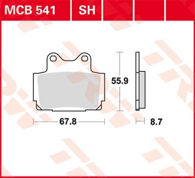 TRW Organic Allround Height: 55,9mm, Width: 67,8mm, Thickness: 8,7mm Brake pads MCB541 buy