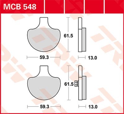 TRW Organic Allround Height: 53,2mm, Width: 91,7mm, Thickness: 13mm Brake pads MCB548 buy