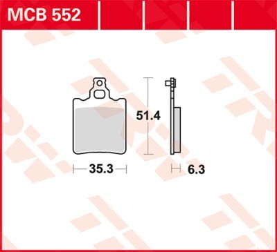 TRW Organic Allround Height: 51,4mm, Width: 35,3mm, Thickness: 6,3mm Brake pads MCB552 buy