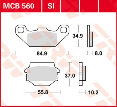 TRW Sinter Offroad Height 1: 34,9mm, Height 2: 37mm, Thickness 1: 8mm, Thickness 2: 10,2mm Brake pads MCB560SI buy