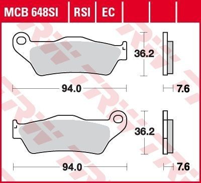 Motorrad TRW Sinter Offroad Racing Höhe: 36,2mm, Breite: 94mm, Dicke/Stärke: 7,6mm Bremsbeläge MCB648RSI günstig kaufen