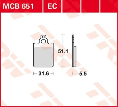 TRW Organic Allround Height: 51,1mm, Width: 31,6mm, Thickness: 5,5mm Brake pads MCB651 buy