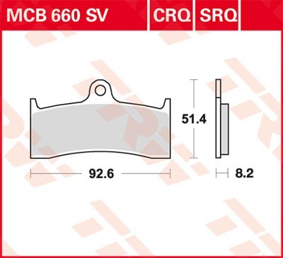 TRW Sinter Street Height: 51,4mm, Width: 91,6mm, Thickness: 8,2mm Brake pads MCB660SV buy