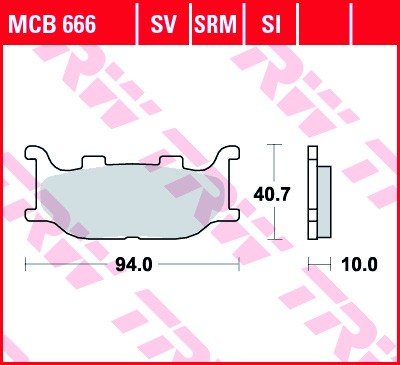 TRW Sinter Street Height: 40,7mm, Width: 94mm, Thickness: 10mm Brake pads MCB666SV buy