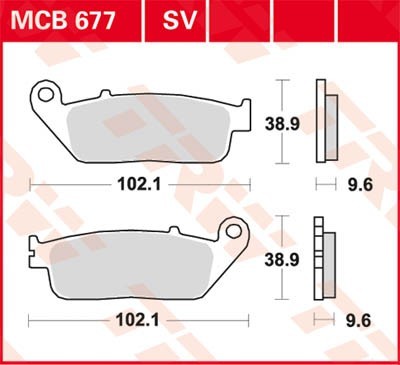 Moto TRW Sinter Street Wys.: 38,9[mm], Grubość: 9,6[mm] Zestaw klocków hamulcowych, hamulce tarczowe MCB677SV kupić niedrogo