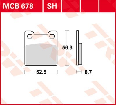 TRW Sinter Street Height: 56,3mm, Width: 52,5mm, Thickness: 8,7mm Brake pads MCB678SH buy