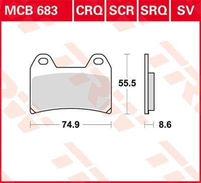 TRW Organic Allround Height: 55,5mm, Width: 74,9mm, Thickness: 8,6mm Brake pads MCB683 buy